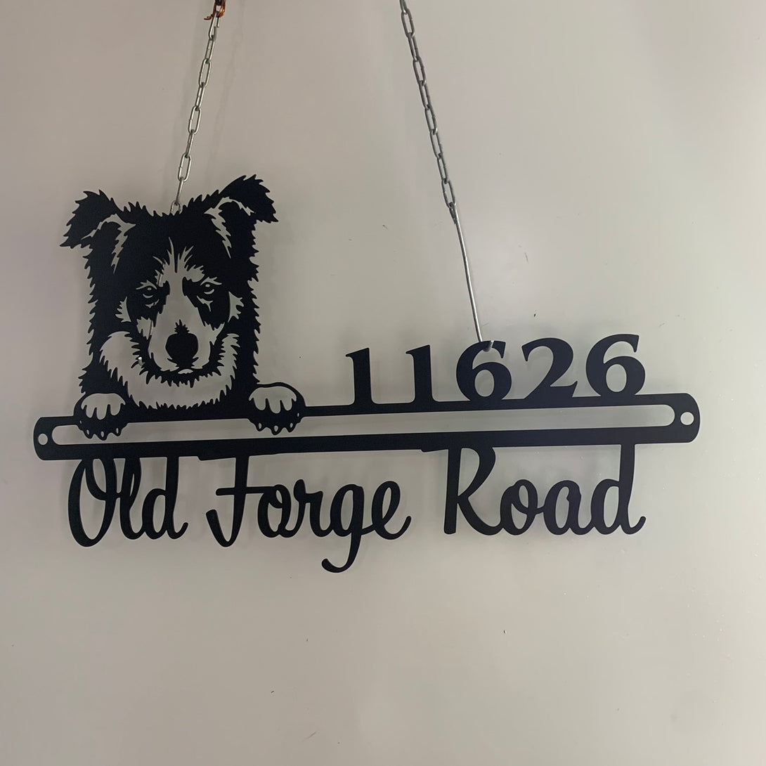 Custom Metal Dog Address Sign, Personalized House Numbers Metal Sign, Modern Address Metal Wall Sign, Pet Lover Dog Metal Custom Street Sign