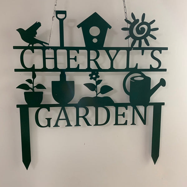 Custom Metal Garden Tools Sign With Stakes, Personalized Gardener Metal Name Yard Sign, Garden Metal Greenhouse Sign, Gardening Tools Sign