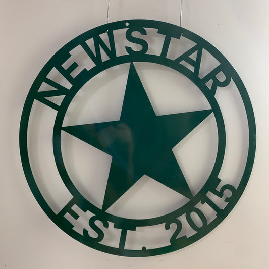 Personalized Star Monogram Metal Sign, Custom Star Welcome Metal Door Hanging, Custom Family Name And Establish Date Sign, Metal Star Sign
