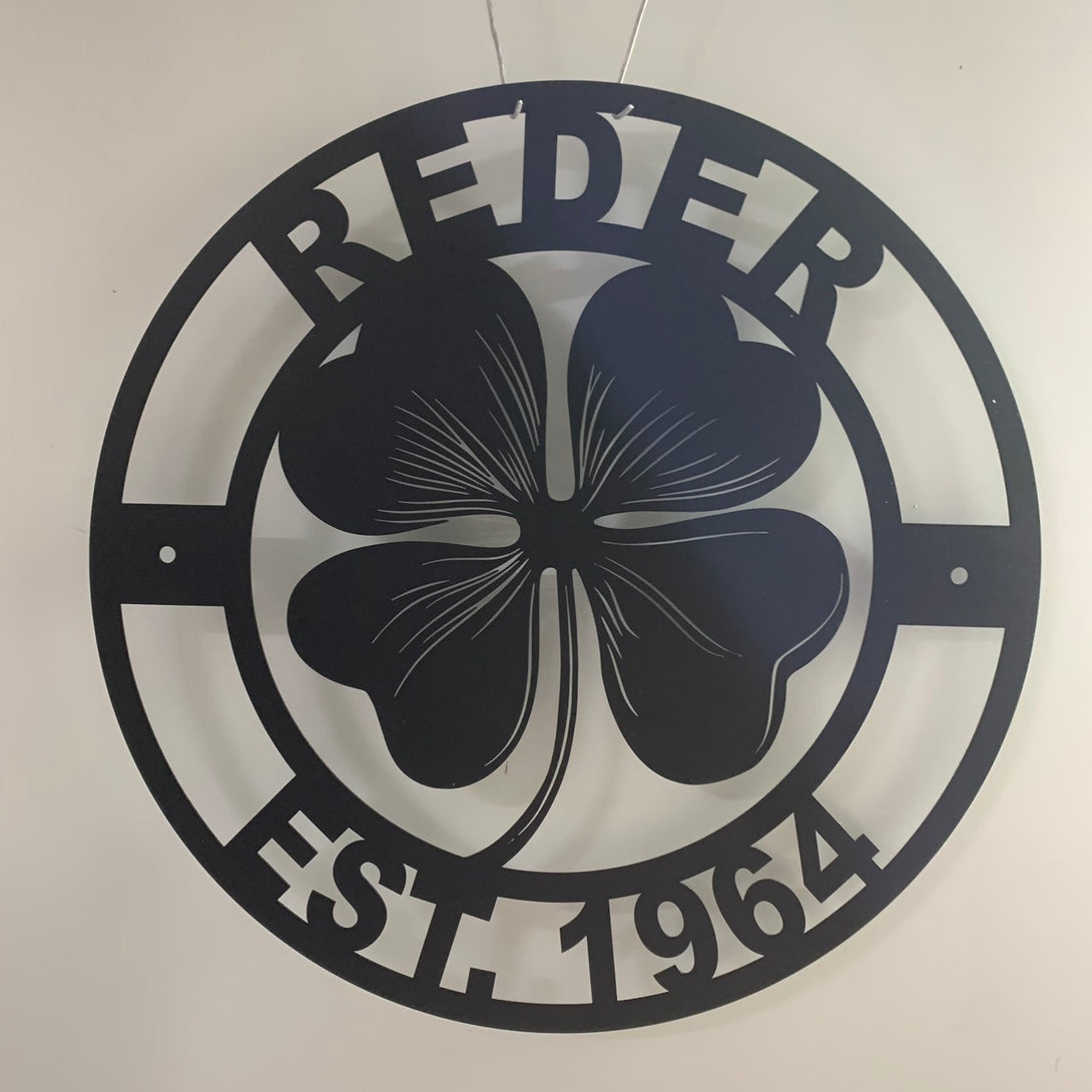 Customized Four-leaf Clover Metal Wall Art, Personalized The Lucky 4-leaf Clover Metal Name Sign, Shamrock Lucky Irish Family Name Metal Sign