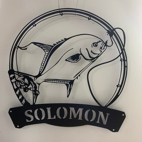 Custom Giant Trevally Fish Metal Wall Art, Personalized Giant Trevally Metal Name Sign, Fishing Man Cave Cabin Metal Wall Art Decor
