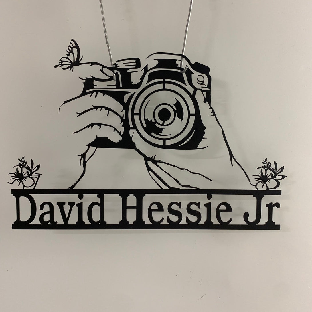Custom Camera Metal Wall Art, Personalized Photographer Metal Name Sign, Photography Metal Wall Art, Camera Photo Studio Metal Decor