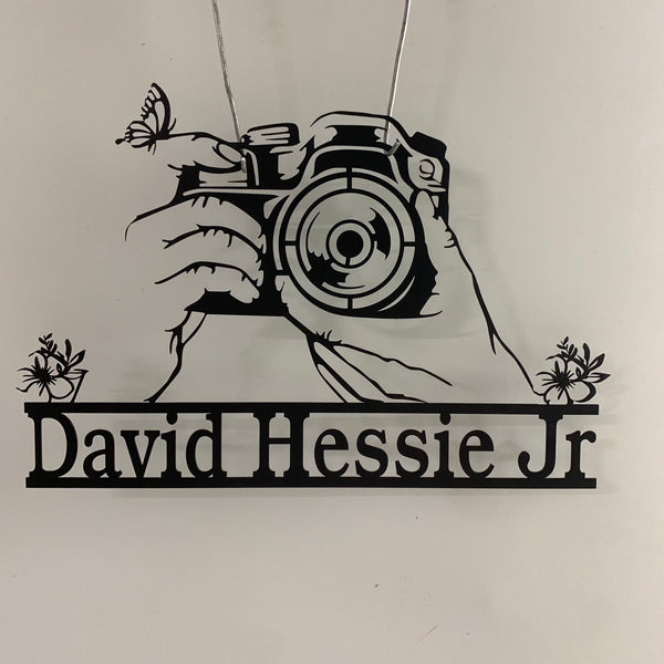 Custom Camera Metal Wall Art, Personalized Photographer Metal Name Sign, Photography Metal Wall Art, Camera Photo Studio Metal Decor