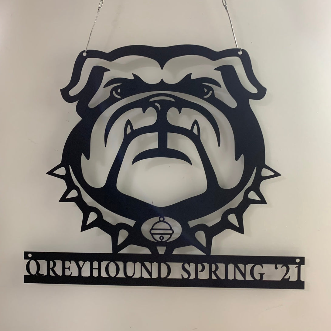 Custom English Bulldog Metal Wall Art, Personalized English Bulldog Metal Name Sign, Kids Room English Bulldog Metal Wall Decor