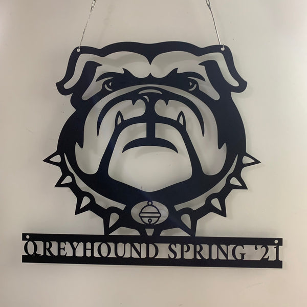 Custom English Bulldog Metal Wall Art, Personalized English Bulldog Metal Name Sign, Kids Room English Bulldog Metal Wall Decor