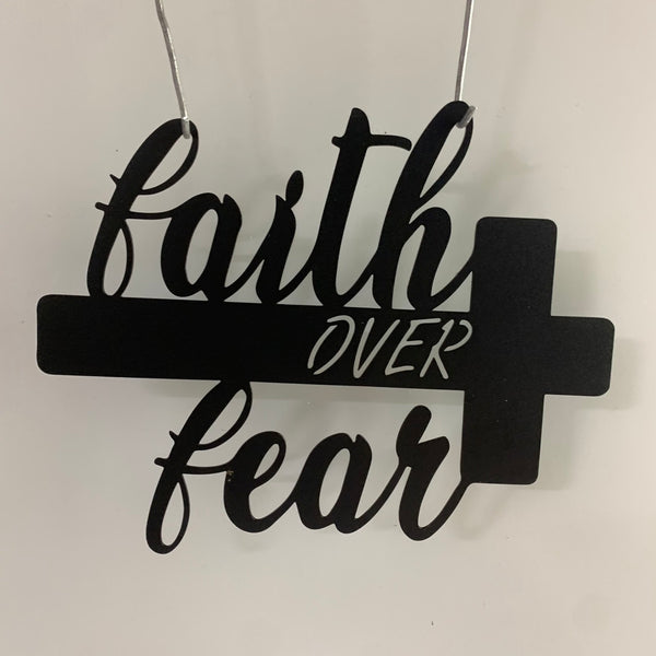 Faith Over Fear Metal Wall Art, Faith Over Fear Cross Sign Metal Art, Inspirational Religious Metal Wall Hanging, Christian Metal Sign