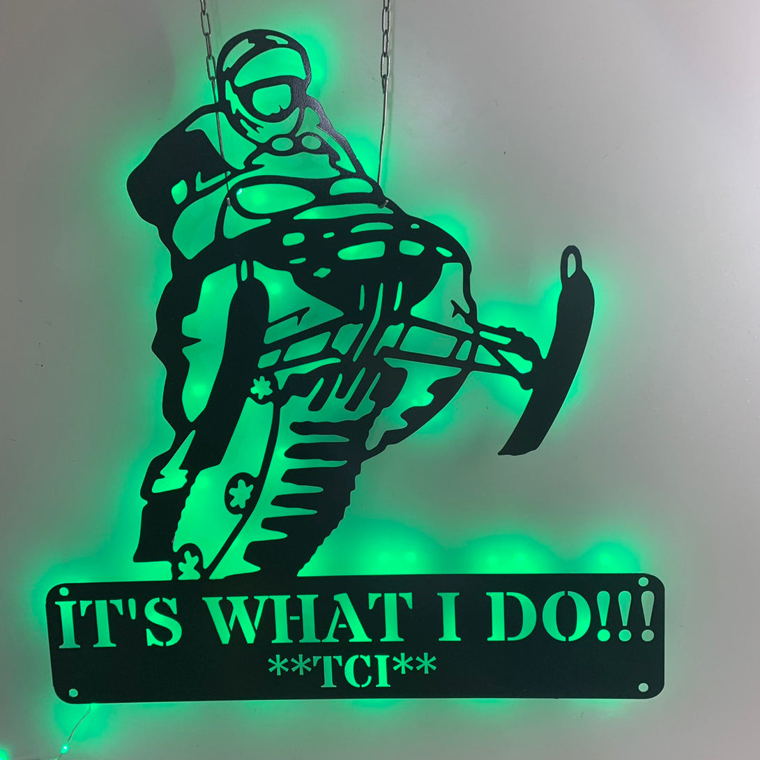 Personalized Snowmobile Metal Wall Art Led Light, Mountain Snowmobile Sport Metal Name Sign, Ski-doo Winter Game Man Cave Wall Led Sign