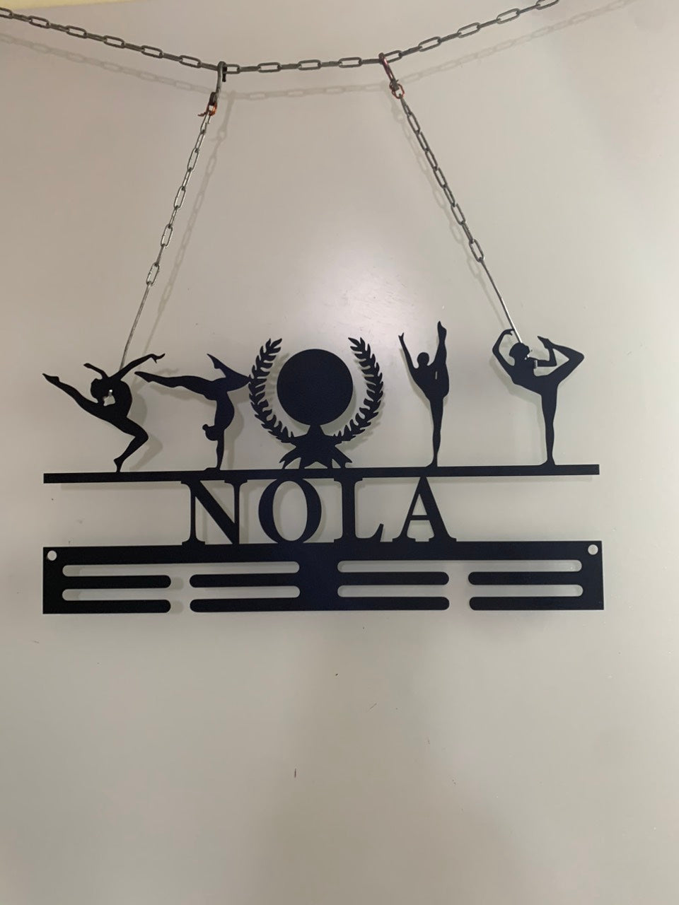 Custom Girl Gymnastics Medal Hanger With Name, Gymnast Medal Holder Display Rack For Awards And Ribbons, Tiered Award Rack Sports Medal Hanger