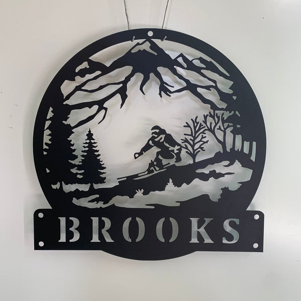 Personalized Mountain Snowboard Metal Wall Art, Snowboarding Metal Name Sign, Snow Winter Sport Metal Sign, Skiing Sport Man Cave Metal Wall Hanging