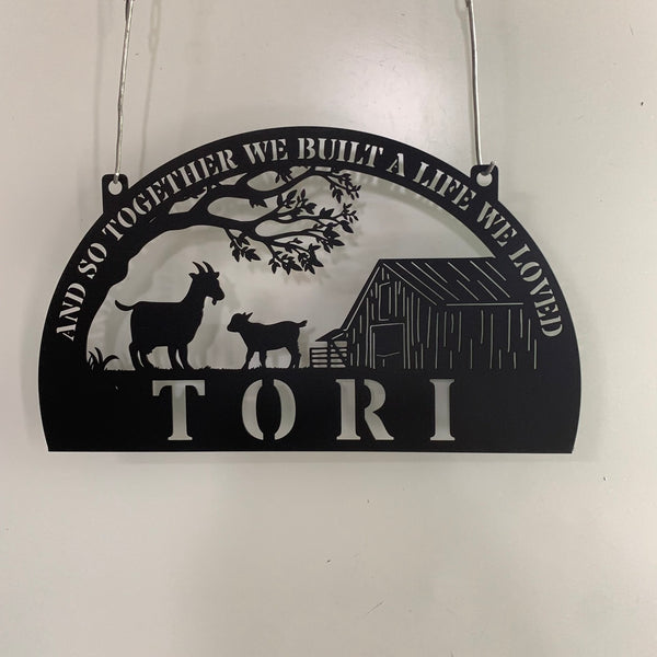 Personalized Goat Farmhouse Metal Name Sign, Custom Goat Metal Wall Art, Metal Goat Farm Sign, Goat Barn Ranch Metal Wall Decor