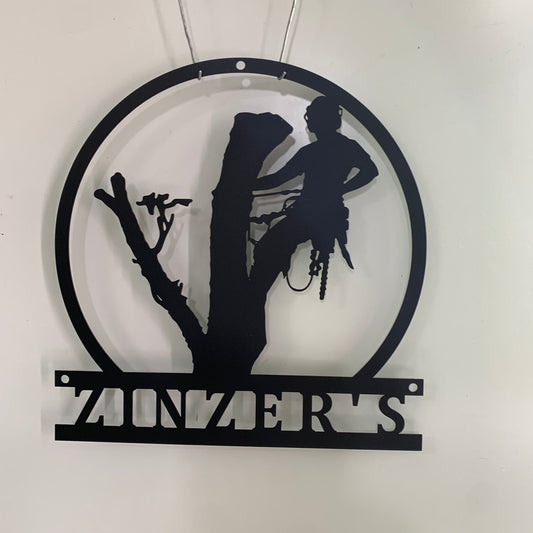 Personalized Tree Climbing Metal Wall Art, Custom Tree Climber Metal Name Sign, Logger Work Tree Service Metal Wall Hanging Decor
