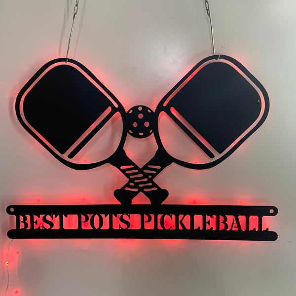 Personalized Pickleball Metal Sign With Led Light, Custom Pickleball Player Name Metal Wall Art, Paddles Pickleball Plaque Metal Wall Led Decor