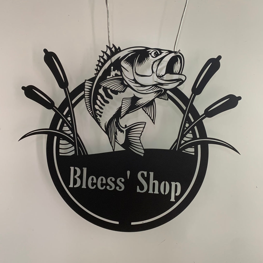 Custom Fish Metal Wall Art, Bass Fishing Metal Monogram, Fishing Metal Sign, Fisherman Metal Name Sign, Fish Shop Man Cave Lake House Metal Sign