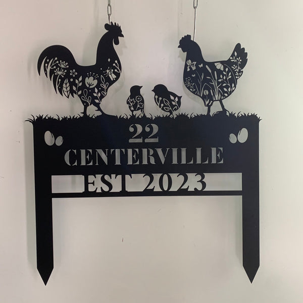 Personalized Chicken Coop Metal Farm Garden Sign, Customize Hen House Metal Stake, Poultry Barn House Metal Farm Yard Sign, Chicken Farm Metal Stake
