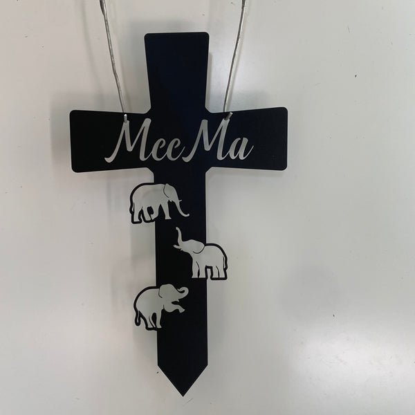 Custom Christian Cross Metal Yard Stakes, Personalized Metal Cross Name Garden Stake, Christian Cross Metal Stake With Names Outdoor Garden Decor