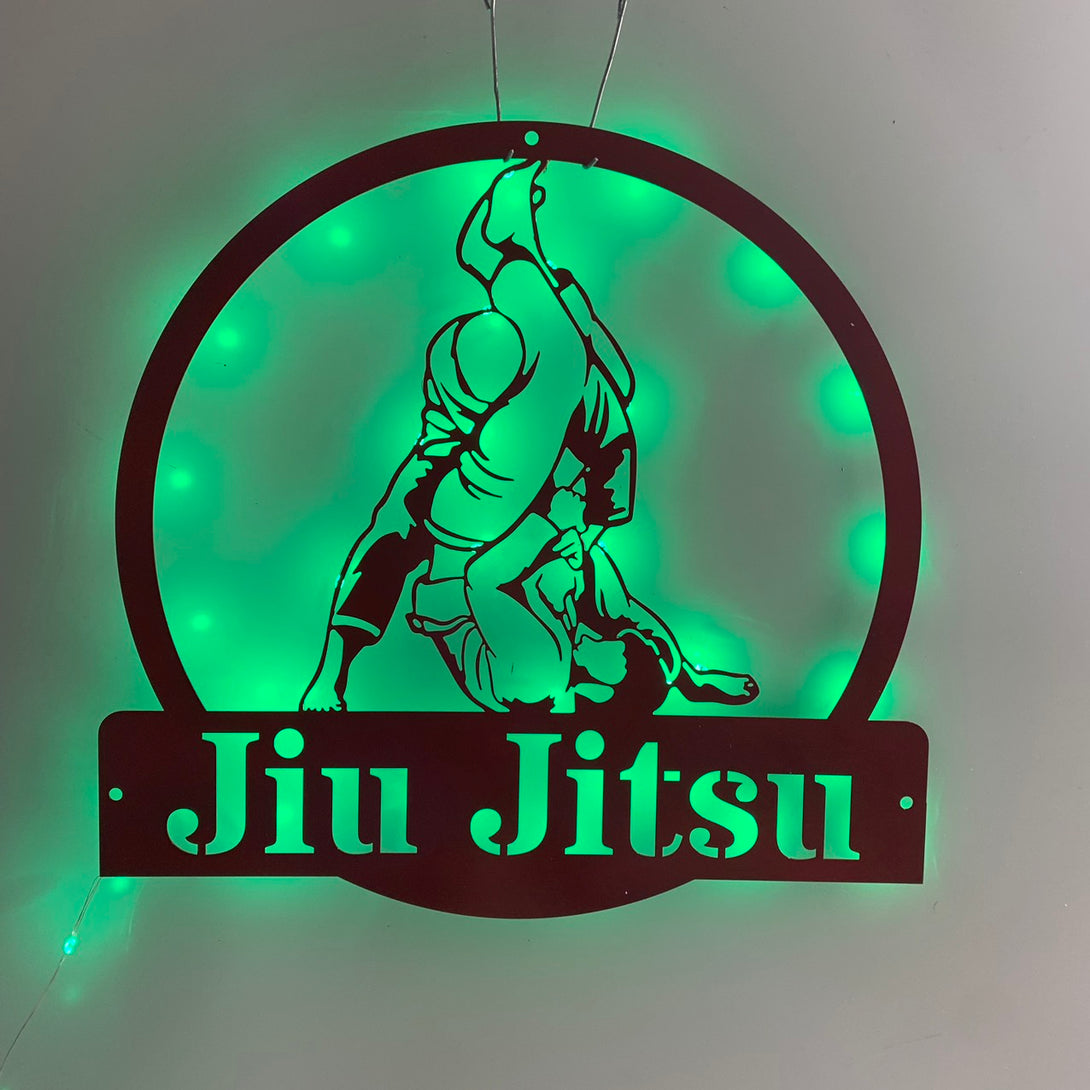 Personalized Jiu-jitsu Metal Wall Art Led Lights, Custom Judo Sport Metal Name Sign, Martial Metal Wall Art, Judo Neon Metal Wall Decor