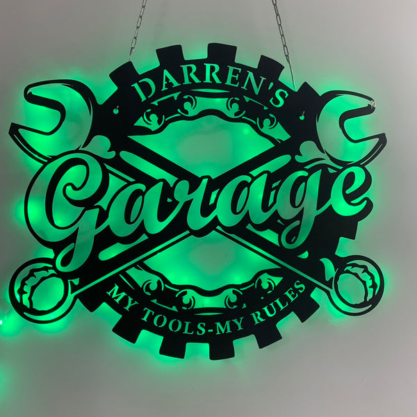 Custom Us Tools Repair Metal Wall Art Led Lights, Personalized Tools Mechanic Metal Name Sign, Mechanic Tools Workshop Man Cave Metal Sign