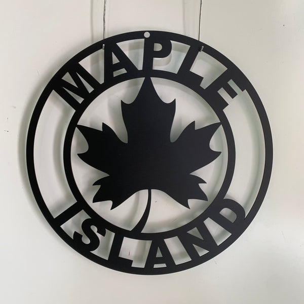 Custom Maple Leaf Monogram Metal Wall Art, Personalized Family Name Metal Sign, Canada Leaf Cottage Wall Sign, Maple Leaf Metal Name Sign