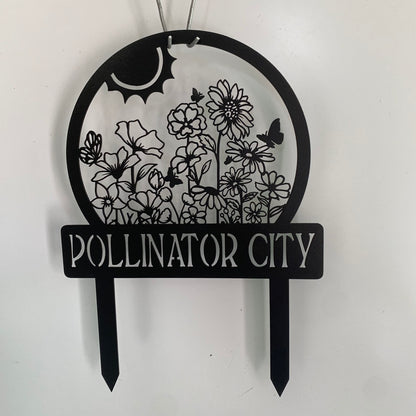 Custom Flowers Garden Sign With Stakes, Personalized Garden Name Sign, Custom Metal Outdoor Garden Stake, Flowers Metal Yard Sign Decor