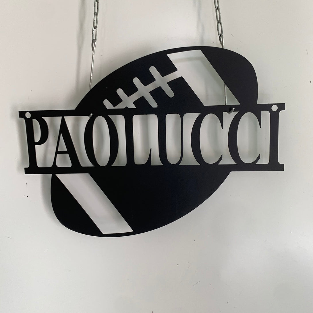 Custom American Football Metal Wall Art With Name, Personalized Football Player Metal Name Sign, Football Sport Kid Room Metal Sign Decor