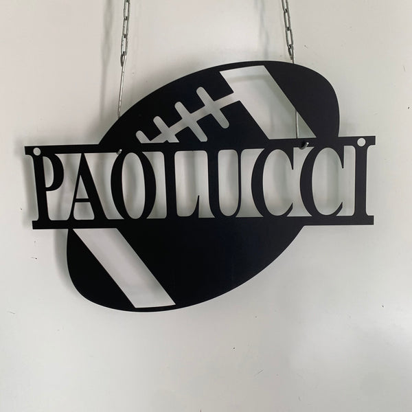 Custom American Football Metal Wall Art With Name, Personalized Football Player Metal Name Sign, Football Sport Kid Room Metal Sign Decor