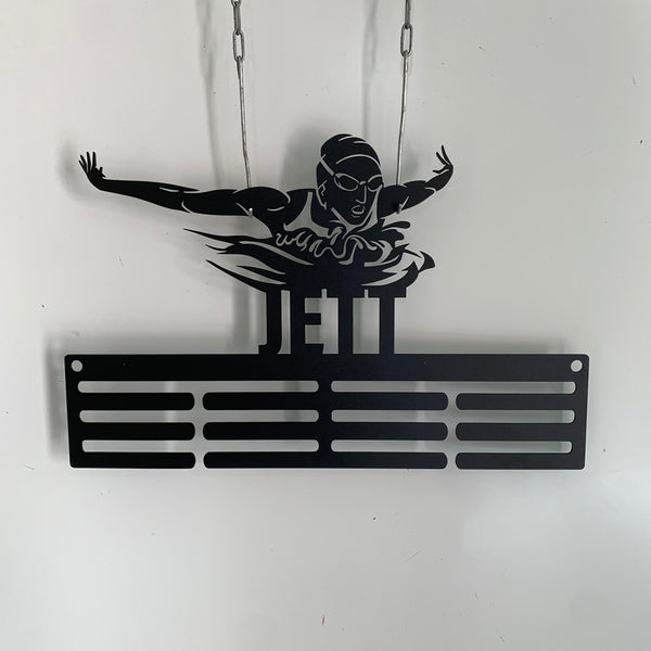 Custom Swimming Medal Hanger With Name, Personalized Swimming Sports Medal Hanger, Swimming Medal Holder Display Rack For Awards And Ribbons