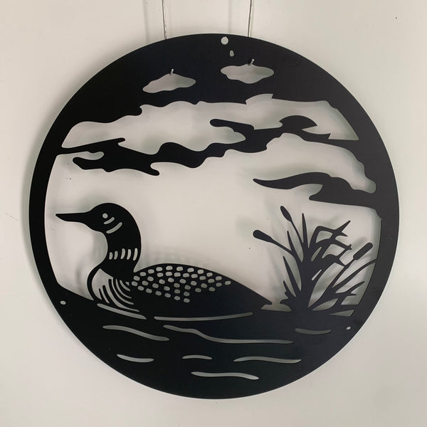 Loon Wildlife Metal Art, Loon Lake House Metal Sign, Loon Duck Round Metal Sign, Waterfowl Loons Wall Art,lake House Sign,cabin Lodge Decor