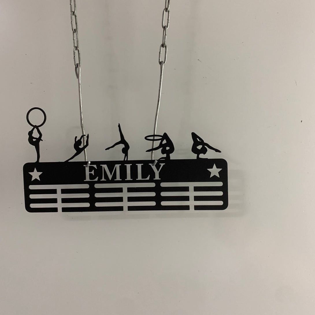 Custom Girl Gymnastics Medal Hanger With Name, Gymnast Medal Holder Display Rack For Awards And Ribbons, Tiered Award Rack Sports Medal Hanger