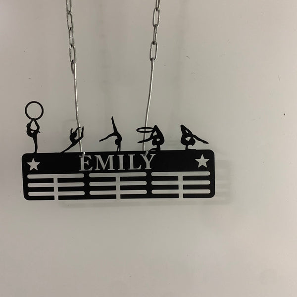 Custom Girl Gymnastics Medal Hanger With Name, Gymnast Medal Holder Display Rack For Awards And Ribbons, Tiered Award Rack Sports Medal Hanger