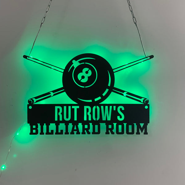 Custom Billiards Metal Wall Art With Led Lights, Personalized Billiards Room Metal Name Sign, Pool Game Zone Metal Wall Sign Decor