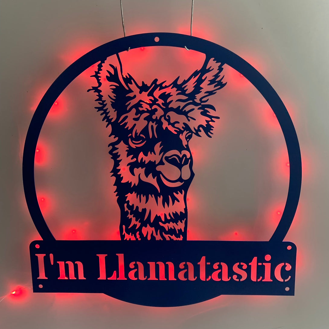 Custom Alpaca Metal Wall Art Led Lights, Funny Llama Farmhouse Metal Wall Led Sign, Personalized Llama Metal Kids Nursery Wall Decor