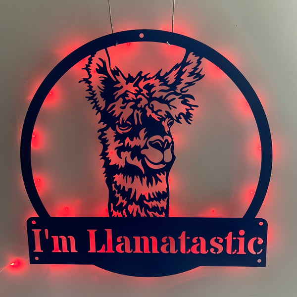 Custom Alpaca Metal Wall Art Led Lights, Funny Llama Farmhouse Metal Wall Led Sign, Personalized Llama Metal Kids Nursery Wall Decor