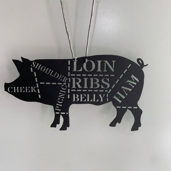 Pig Butcher Diagram Pig Metal Sign, Pork Chart Butcher Diagram Kitchen Metal Wall Art, Butcher Shop Sign, Pork Meat Chart Sign