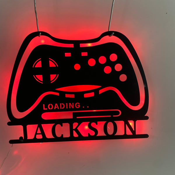 Custom Game Controller Metal Wall Art With Led Lights, Game Zone Kids Room Metal Wall Led Decor, Personalized Gamer Metal Name Sign