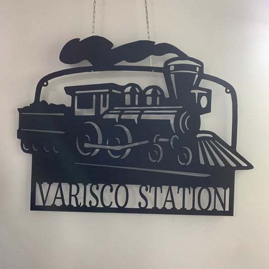 Personalized Train Metal Wall Sign, Custom Train Metal Wall Decor, Train Station Metal Wall Art, Train Railroad Man Cave Metal Sign
