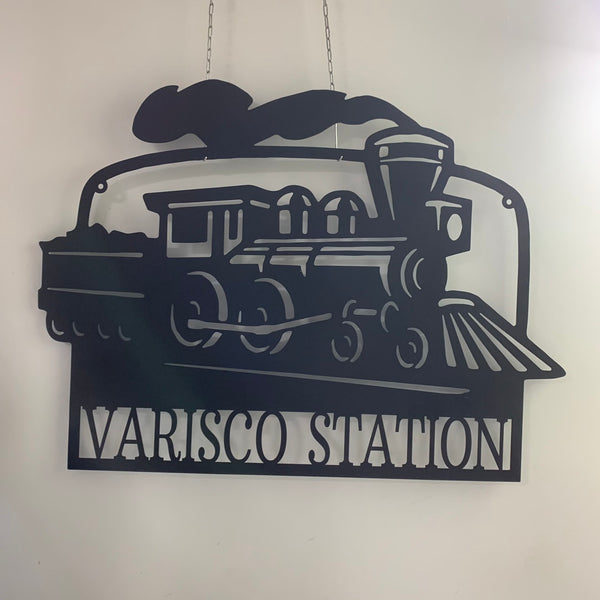 Personalized Train Metal Wall Sign, Custom Train Metal Wall Decor, Train Station Metal Wall Art, Train Railroad Man Cave Metal Sign