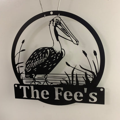 Custom Pelican Metal Wall Art, Personalized Pelican Metal Name Sign, Pelican Metal Home Decor, Pelican Animals Metal Wall Sign