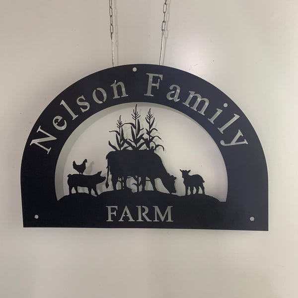 Custom Farmhouse Metal Wall Sign, Personalized Poultry Cattle Barn Metal Sign, Metal Family Name Sign, Mountain Barn Ranch Metal Sign Decor