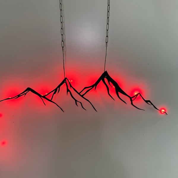 Mountain Metal Art Sign With Led Light, Mountain Metal Sign Decor, Metal Mountain Led Wall Art, Mountain Hiking Campsite Metal Led Decor