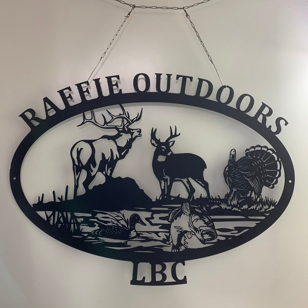 Custom Wild Animal Metal Sign With Name, Wildlife Hunting Outdoor Metal Wall Art, Great Outdoors Hunting Trio Metal Sign, Wild Farm Metal Art