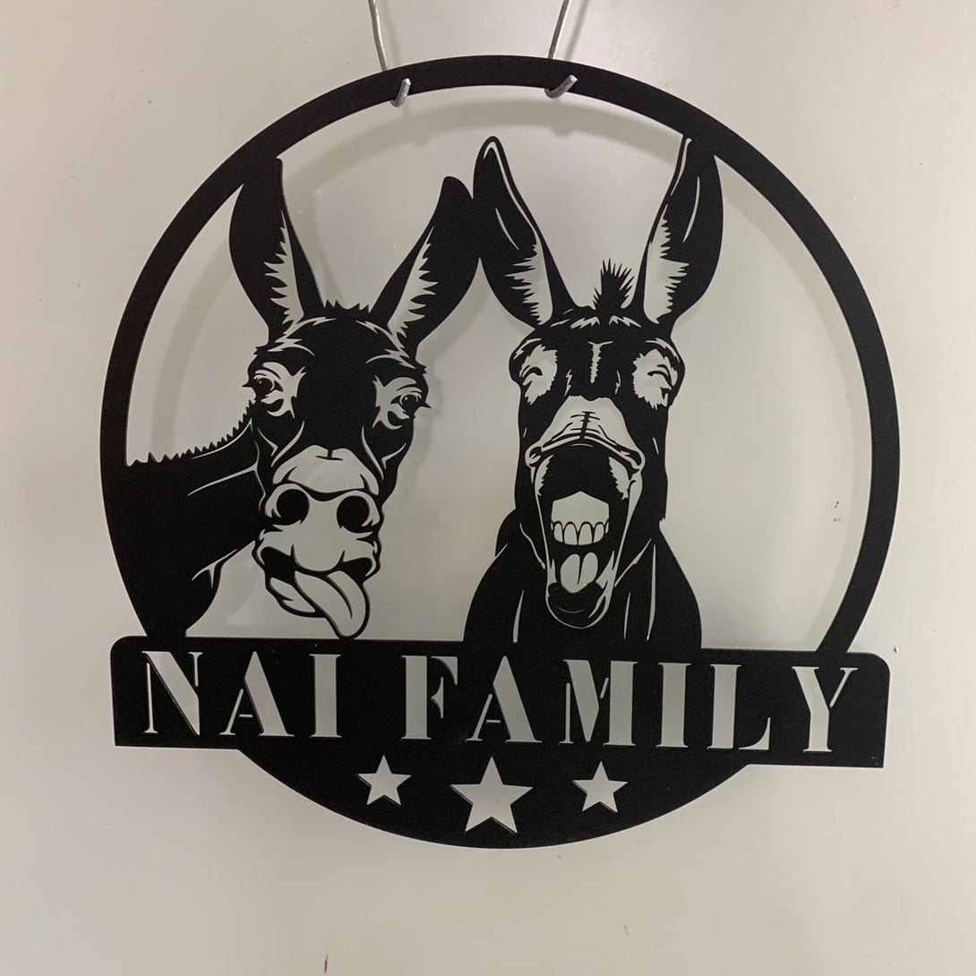 Custom Funny Donkey Metal Farm Sign, Personalized Donkey Farm Metal Sign, Animal Farm Name Sign, Donkey Barn Ranch Metal Sign