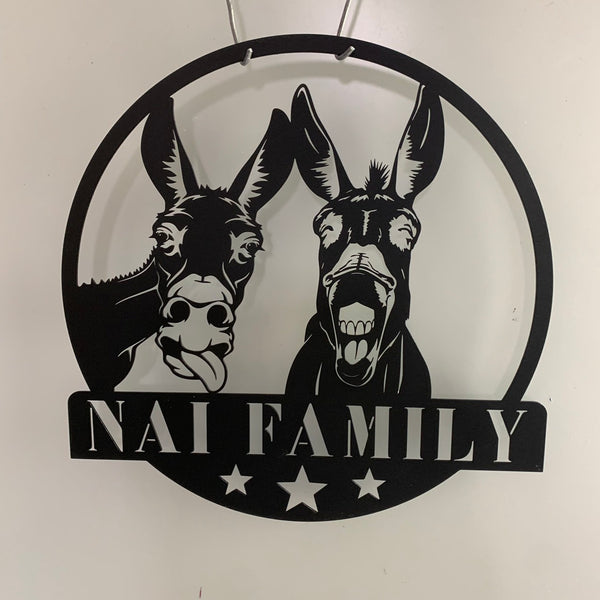 Custom Funny Donkey Metal Farm Sign, Personalized Donkey Farm Metal Sign, Animal Farm Name Sign, Donkey Barn Ranch Metal Sign
