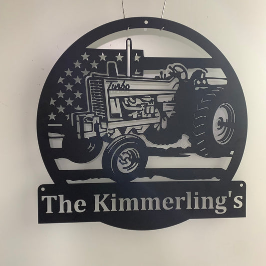 Personalized Us Farm Tractor Metal Name Sign, Custom Farm Tractor Metal Wall Art, Modern Tractor Metal Wall Hanging Decor