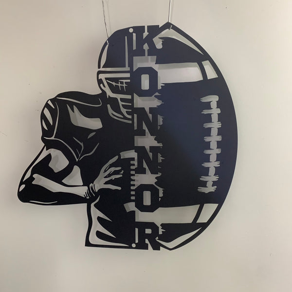 Custom American Football Player Metal Wall Art, Personalized Football Player Metal Name Sign, Football Metal Sign, Football Lover Room Metal Sign