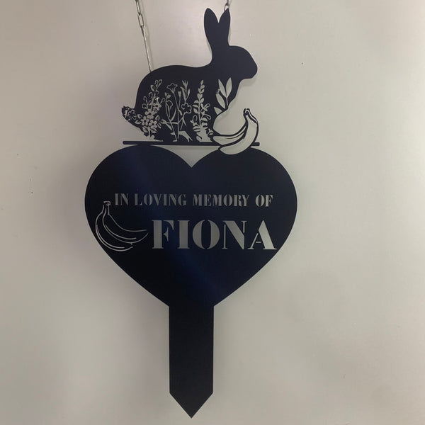 Personalized Rabbit Metal Garden Stake, Rabbit Metal Heart Sign Garden Decor, In Loving Memory Of Rabbit Metal Stake, Pet Memorial Grave Marker