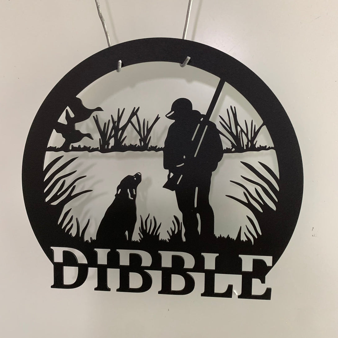 Customized Dog Hunting Duck Metal Sign, Personalized Hunter Metal Name Sign, Duck Hunting Man Cave Metal Wall Art, Hunting Duck Metal Sign