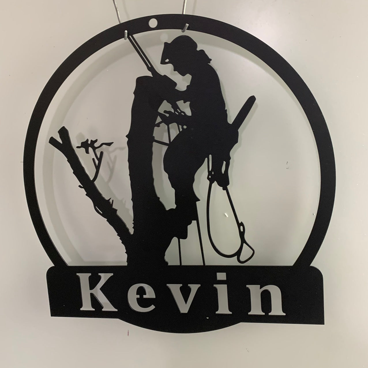 Personalized Tree Climbing Metal Wall Art, Custom Tree Climber Metal Name Sign, Logger Work Tree Service Metal Wall Hanging Decor