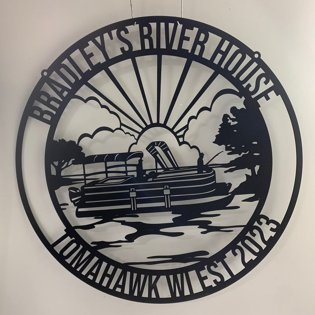 Personalized Pontoon Boating Outdoor Metal Sign, Custom River House Metal Wall Art, Boating Fishing Lake House Sign, Lake Life Metal Wall Sign