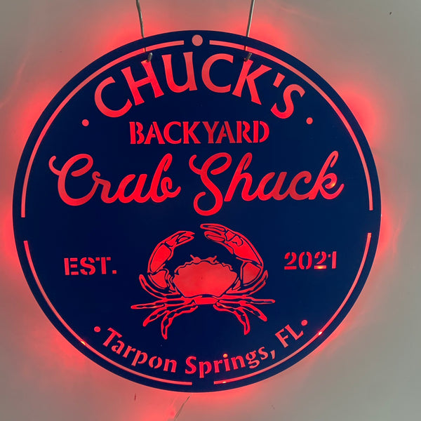 Custom Crab Shack Metal Sign Led Light, Personalized Crab Shack Sign, Beach House Backyard Patio Metal Sign, Shore House Metal Wall Decor