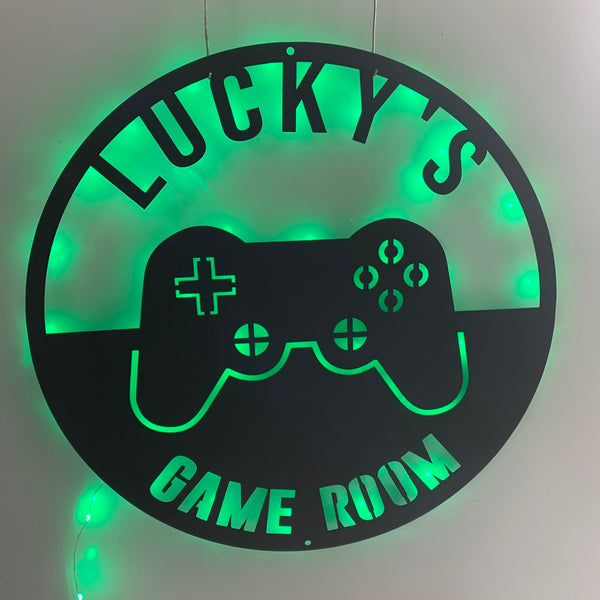 Custom Game Controller Metal Wall Art With Led Lights, Personalized Gamer Metal Name Sign, Game Room Kids Nursery Metal Wall Decor